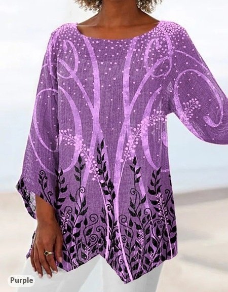 Spring And Autumn Women's Clothing Crew Neck Split Plus Size Top 3D Printing - Image 5