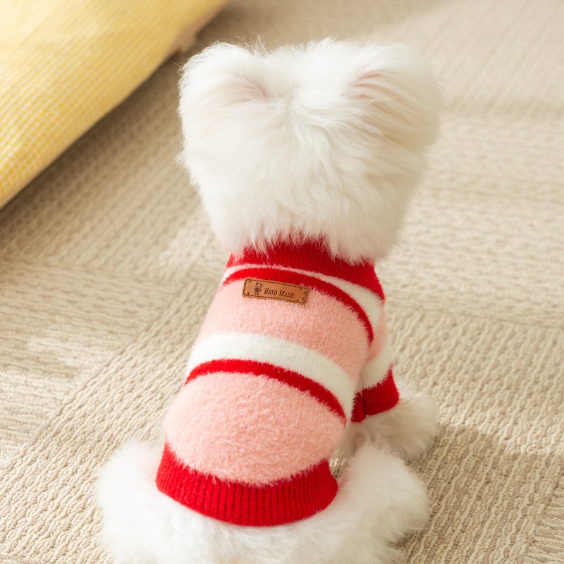 Little Dog Clothes For Autumn And Winter, Small Dog For Winter Warmth, Teddy Bichon Frise POLO Collar Pet Winter Two-legged Sweater - Image 6