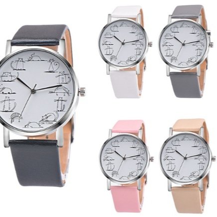 Lazy Cute Cat Female Child Student Watch