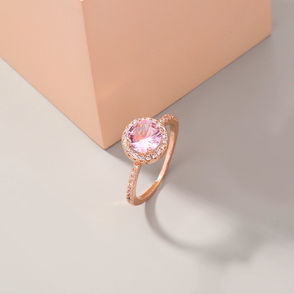 Copper micro-inlaid round zircon ring - Image 5