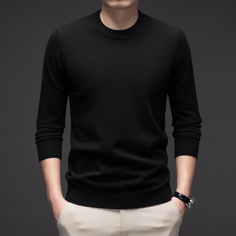 Solid Color Men's Round Neck Long Sleeve Autumn And Winter Leisure Sweater - Image 10