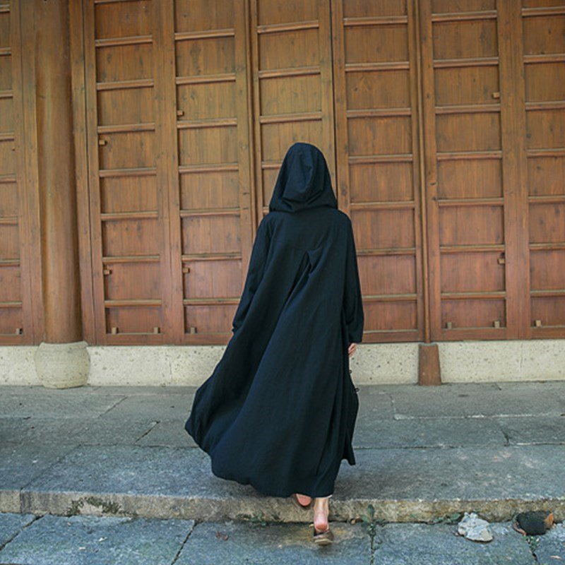 Cotton and linen long cloak windbreaker jacket ladies - Image 2