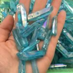 Electroplated Perforated Crystal Column Blue Color Plated Single Tip Hairpin Accessories