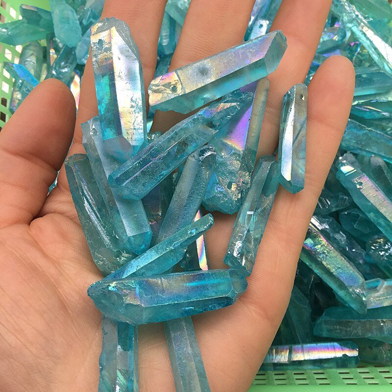 Electroplated Perforated Crystal Column Blue Color Plated Single Tip Hairpin Accessories