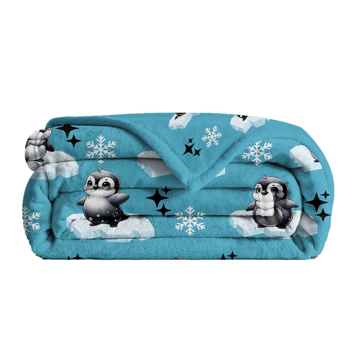1pc Cute Penguin Snow Cloud Pattern Blue Winter Sofa Blanket Printed Flannel Blanket Comfortable And Warm Home Hugging Blanket Suitable For Bed Sofa Camping And Multi Scene Seasonal Use - Image 3