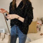 Hong Kong Flavor Polka Dot Printed Chiffon Shirt