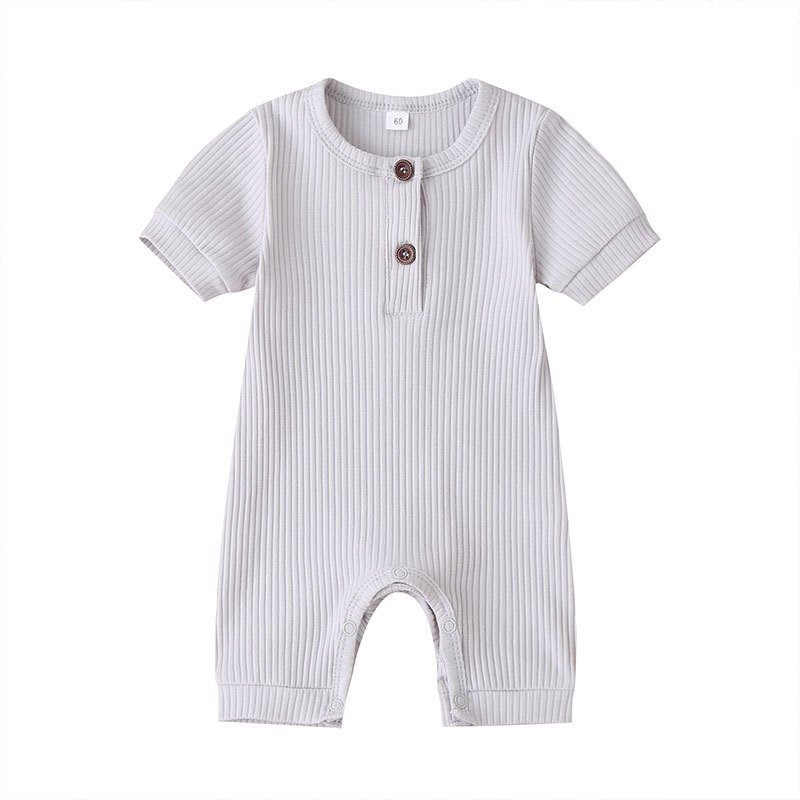 Summer short sleeve baby solid color jumpsuit - Image 2