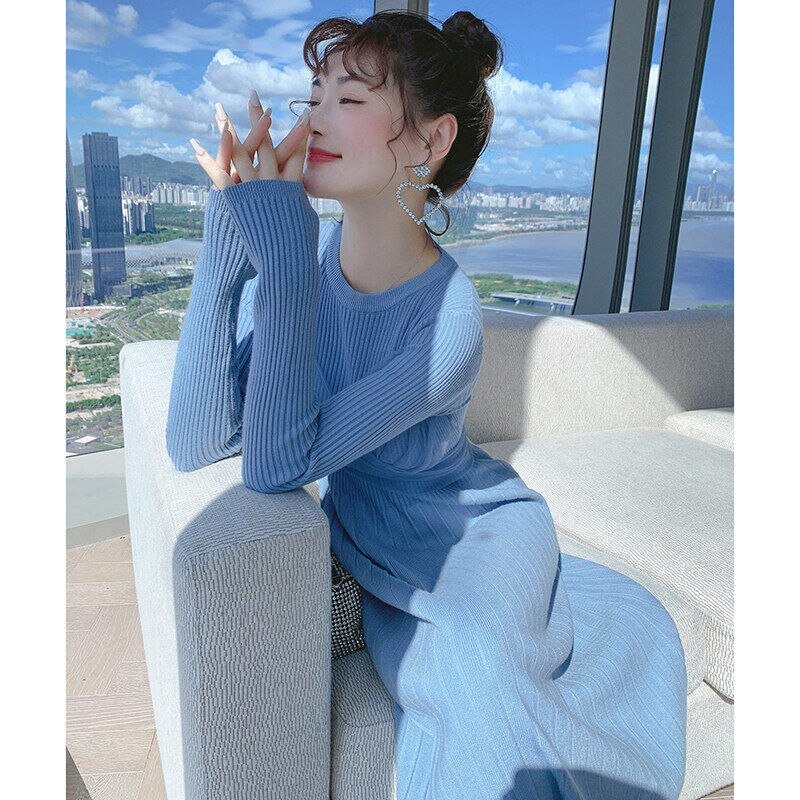 Niche slim slimming knee-length sweater skirt - Image 3