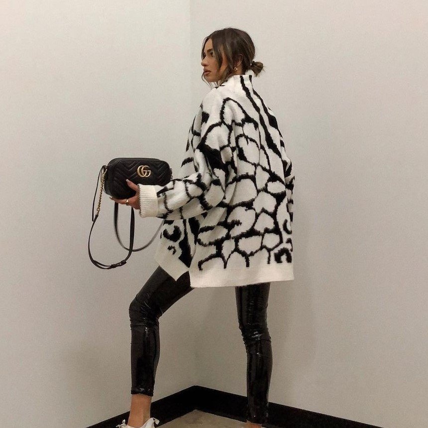 Casual irregular pattern sweater loose top - Image 2