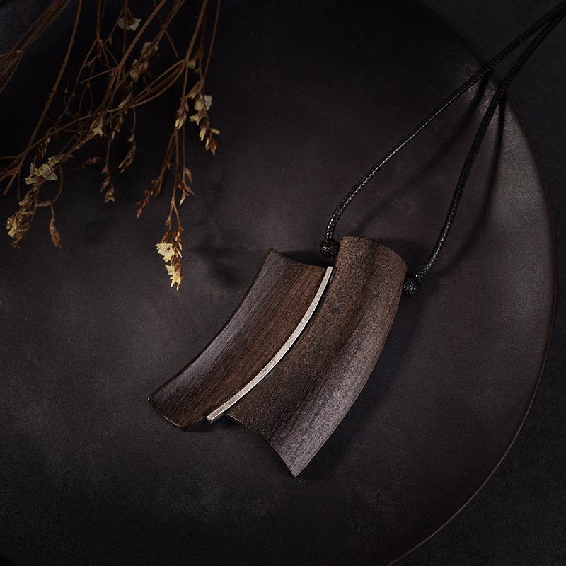 Ancient silver alloy geometric necklace