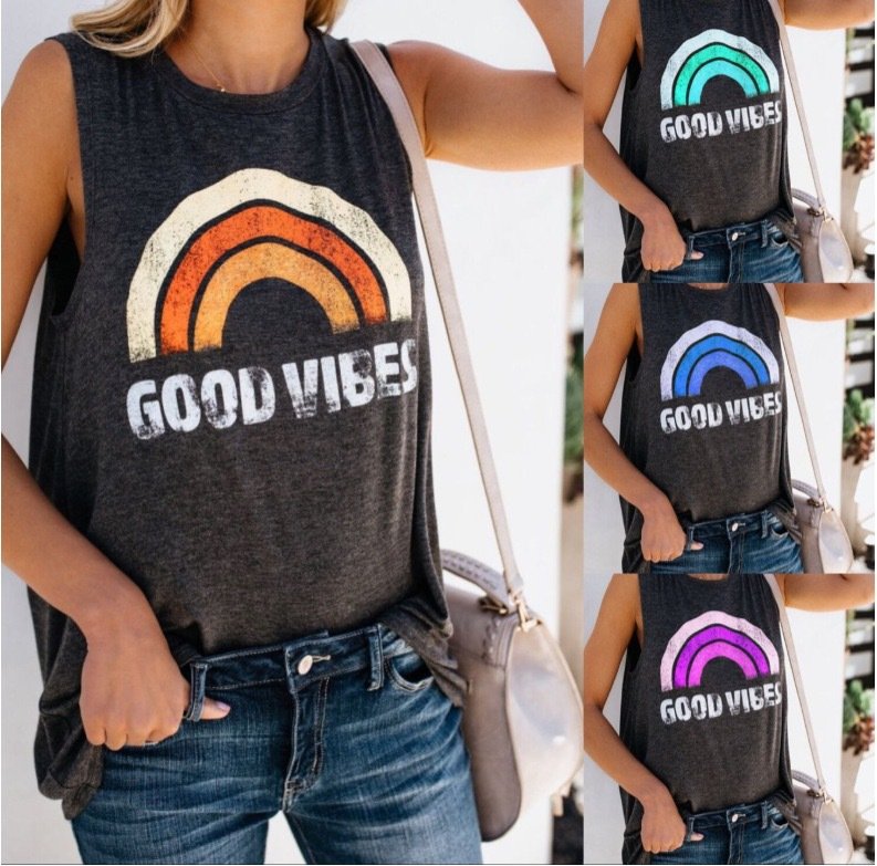 Letter rainbow sleeveless vest - Image 2