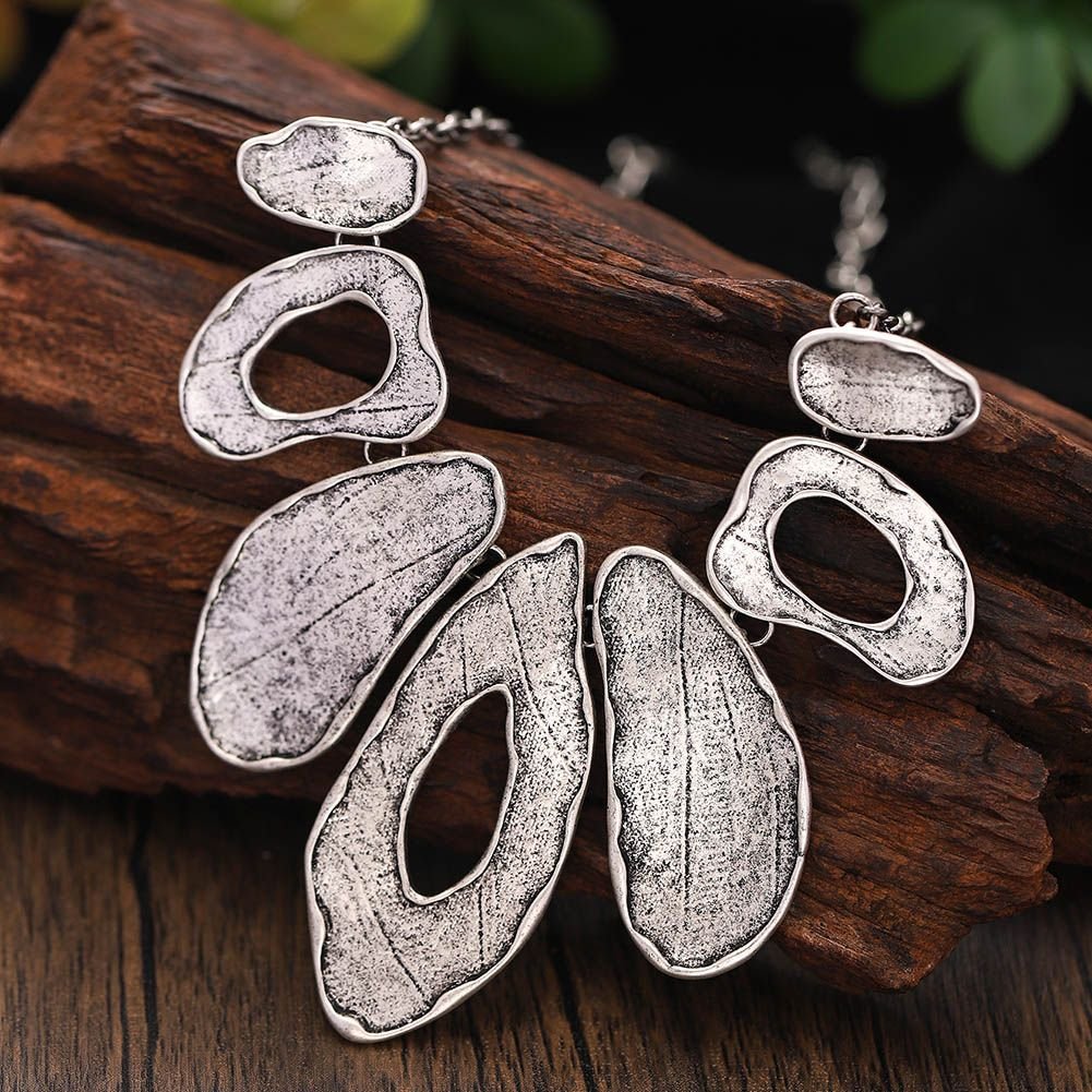 Alloy Geometric Irregular Oval Colorful Oil Necklace Hollow Design Women's Necklace Eardrop Set - Image 2