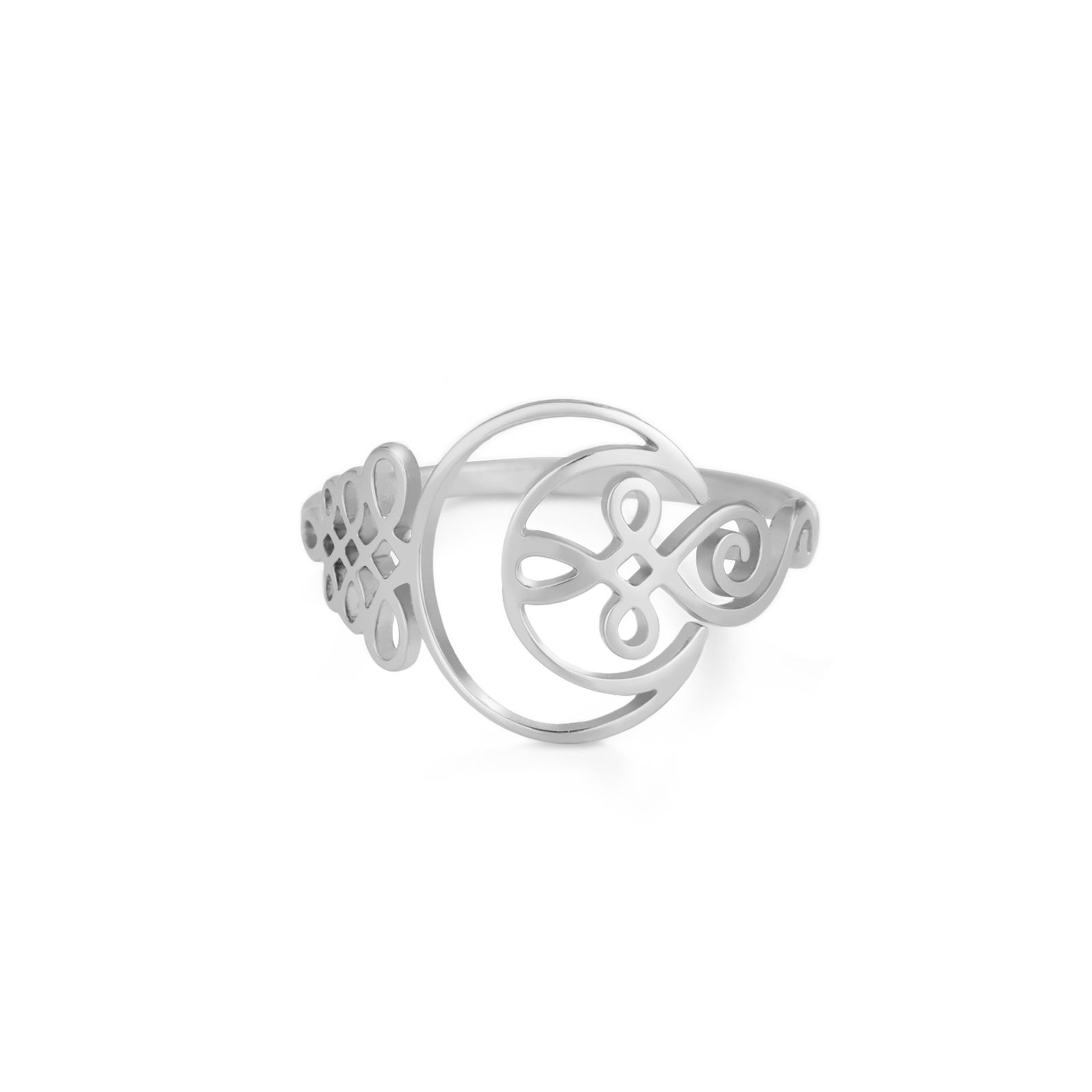 Cut Titanium Steel Hollow Moon Ring Simple Fashion Personality Stainless Steel - Image 5