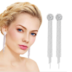 Long tassel earrings hypoallergenic crystal earrings