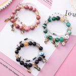 Personality  rabbit leaf crystal double bracelet female Korean version of the Sen simple student jewelry accessories female