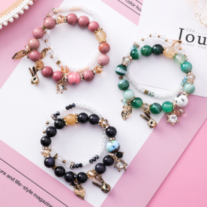 Personality rabbit leaf crystal double bracelet female Korean version of the Sen simple student jewelry accessories female