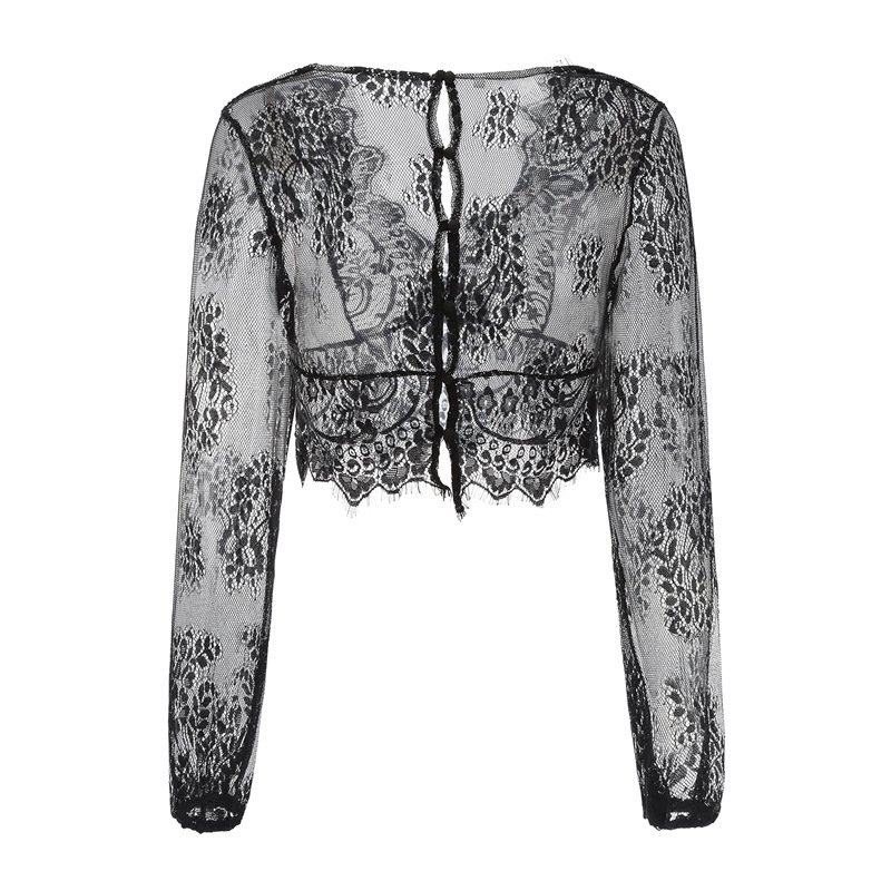 Fashion lace shirt see-through top - Image 4
