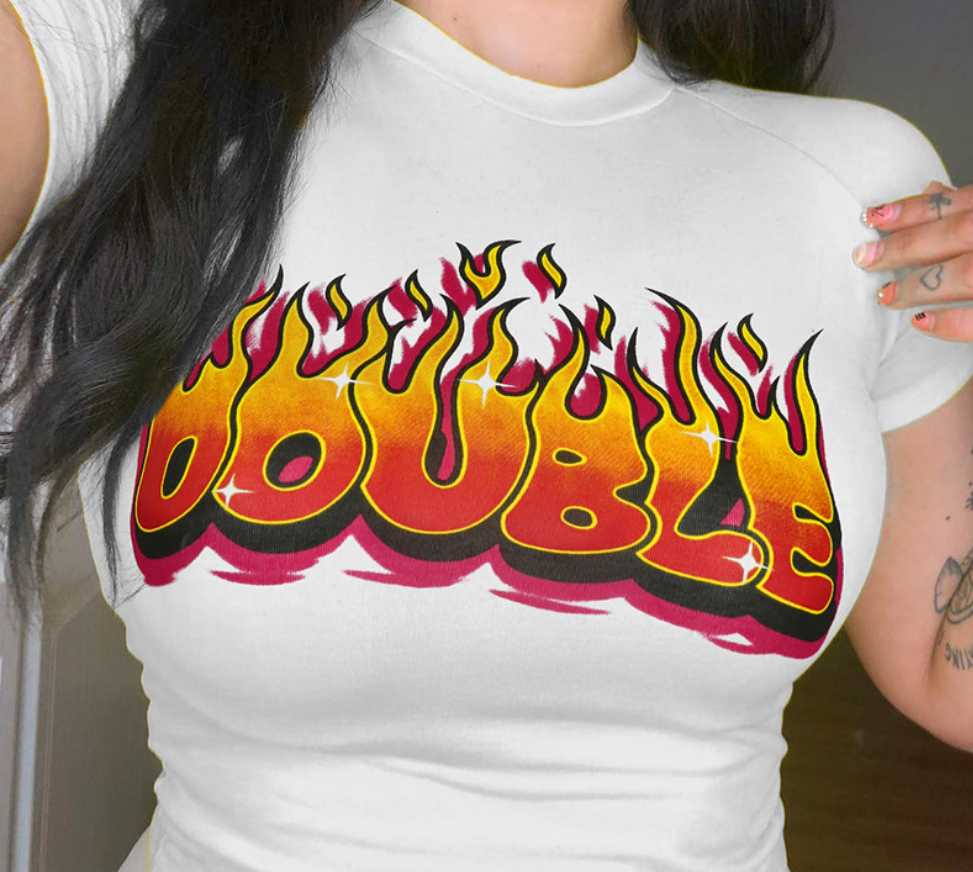 T-shirt flame letter print - Image 6