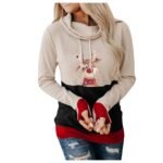 Printed color-blocking long-sleeved slim T-shirt