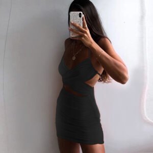 Halter lace-up hip dress