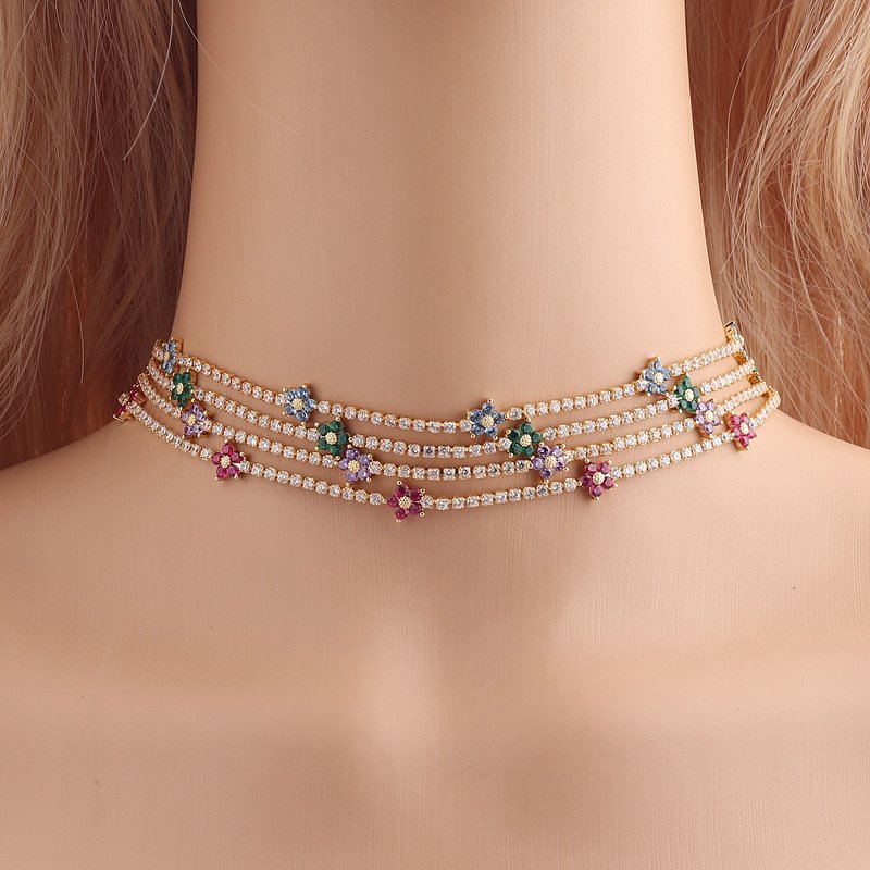 Flower Necklace With Delicate Micro-paved Zircons - Image 4