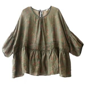 Summer Artistic Vintage Floral Cotton And Linen Shirt