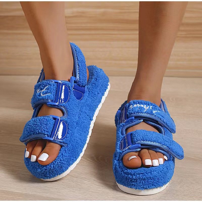 Velcro Fur Sandals Women's Plus Size Small Fragrance Warm Sandals - Image 2