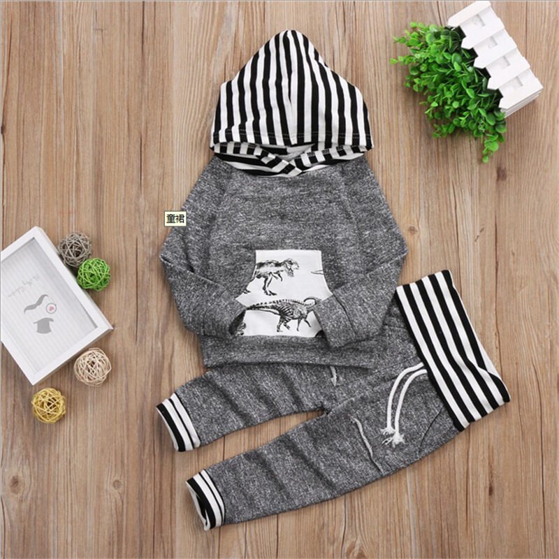 Two-piece dinosaur print hooded suit - Image 3