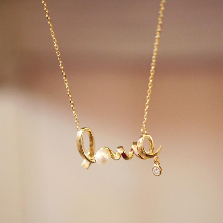 Love Letter Inlaid With Diamond Personality Versatile Neck Chain - Image 3