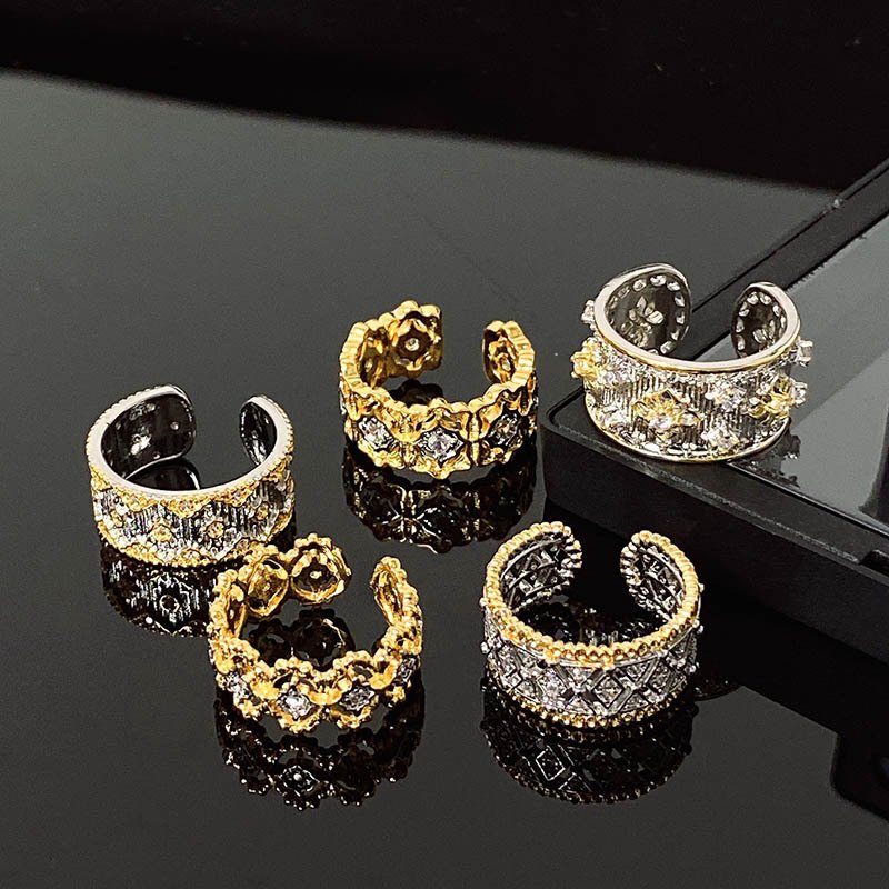 Italian Wide-brimmed Lace Vintage Open Ring - Image 3