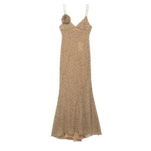 Pure Desire Style Flower Decoration Polka Dot Length Dress