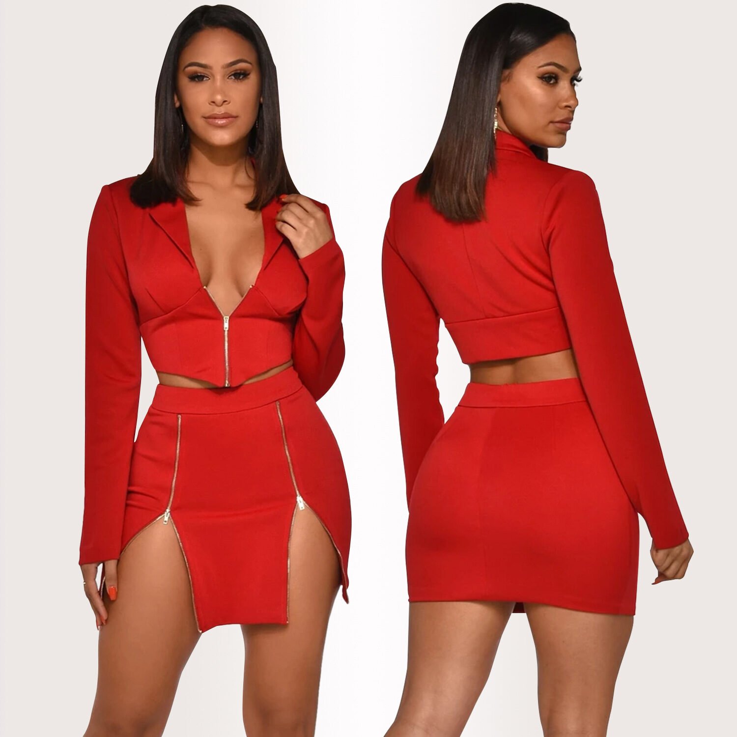European and American women's sexy V-neck suit - Image 3