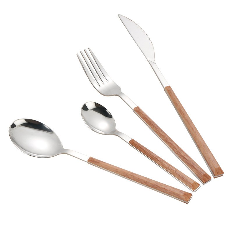 Stainless steel imitation wooden handle tableware - Image 2