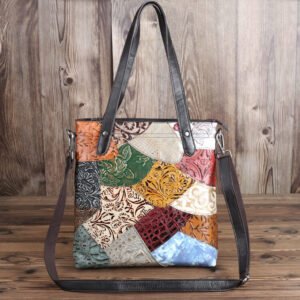 Vertical One-Shoulder Bag Fashion Stitching Leather Female Bag