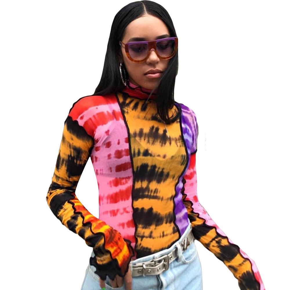 Paneled turtleneck long sleeve T-shirt - Image 2