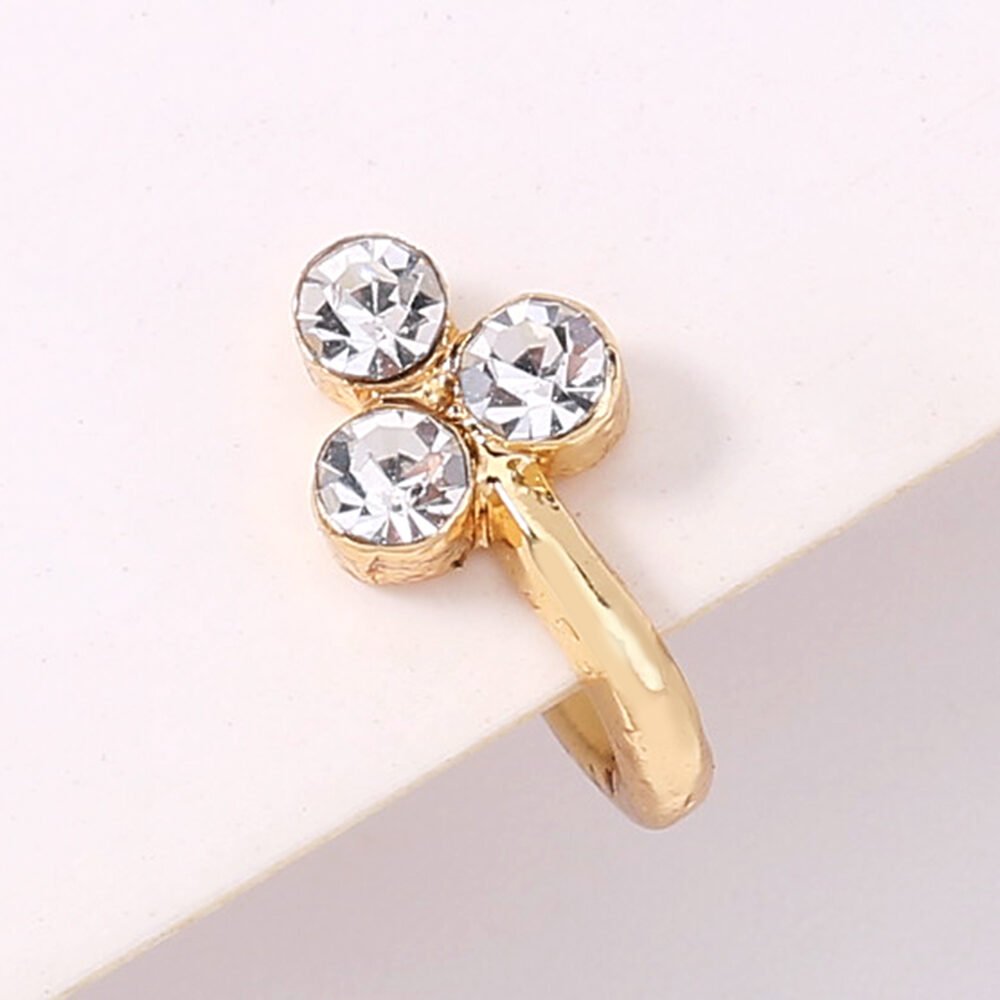 Niche design mini diamond U-shaped fake clip gold 3 diamond fake nose ring nose ornaments for women - Image 6