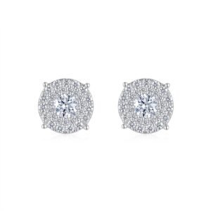0.5-carat Luxury And Fashionable Light Luxury Jewelry Stud Earrings Set With Top-quality Moissanite, S925 Silver-plated Platinum
