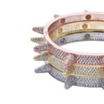 Zircon rivet punk heavy metal bracelet