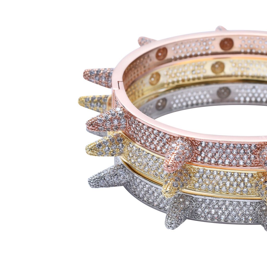 Zircon rivet punk heavy metal bracelet