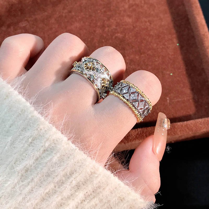 Italian Wide-brimmed Lace Vintage Open Ring - Image 4