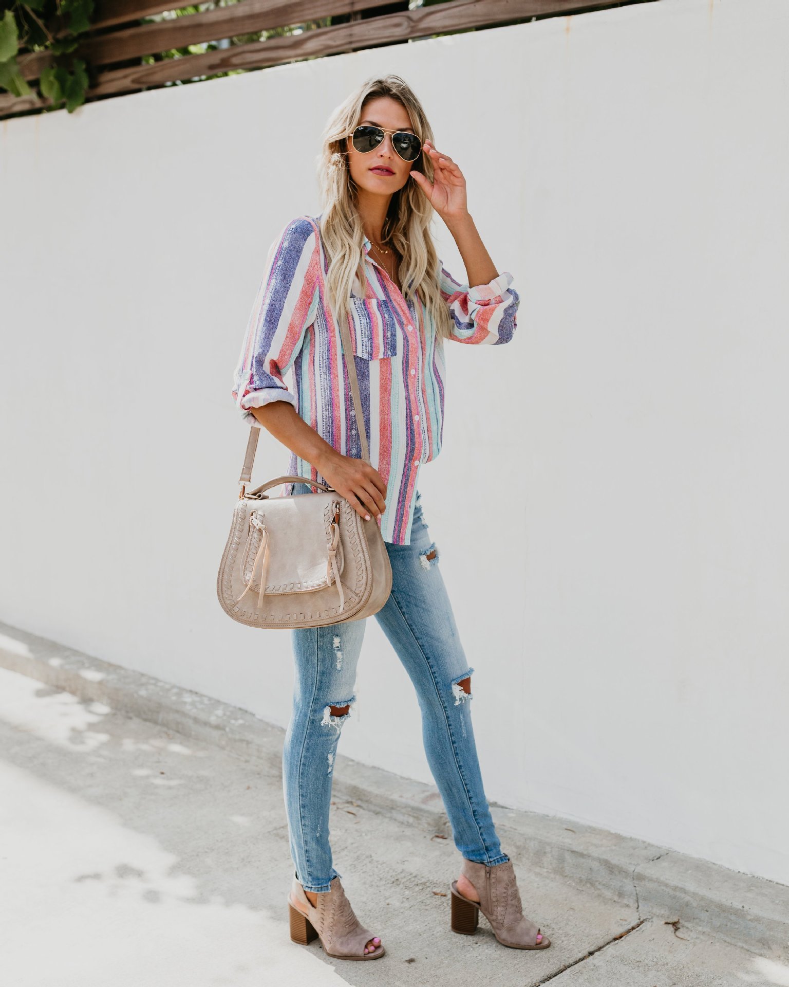Color striped long sleeve shirt - Image 4