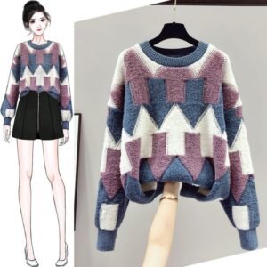 Loose padded base ladies turtleneck sweater coat