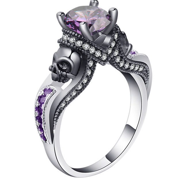 Hainon Women's Skull Ring European and American Punk style Motor Biker Men Party Ring Birthday stone skull men's jewelry Rings - Image 6