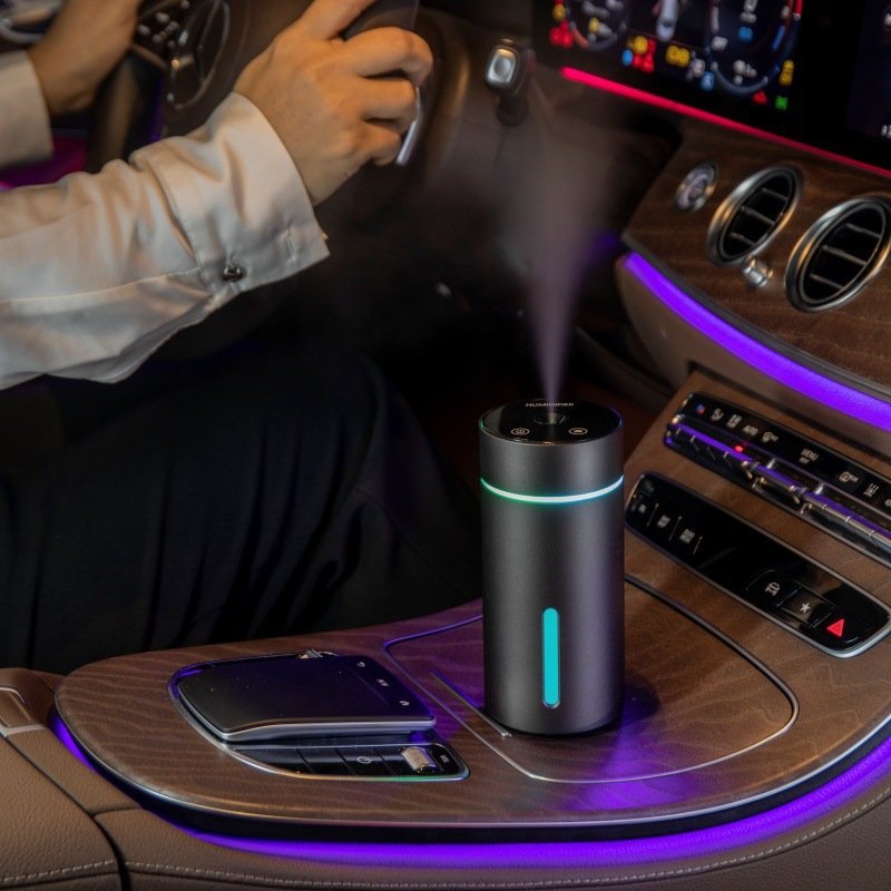 Black Columnar Car Humidifier 0.5-1L Built-in Battery USB Rechargeable - Image 2