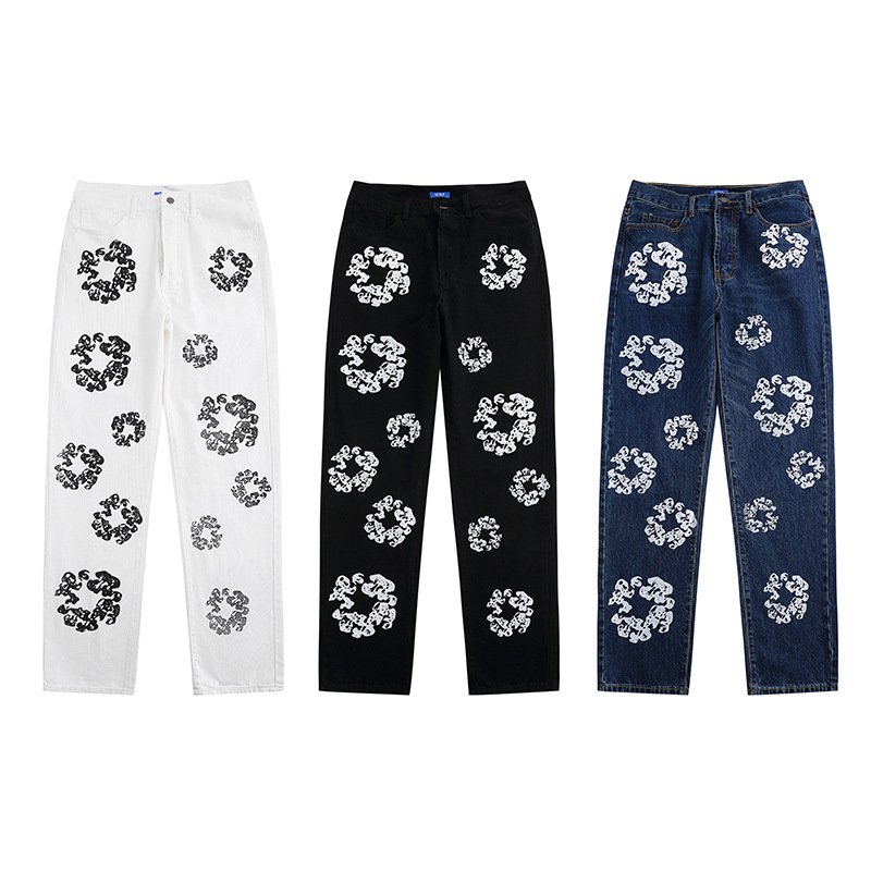 Men's Fashion Loose Casual Full Printed Kapok Jeans - Image 9