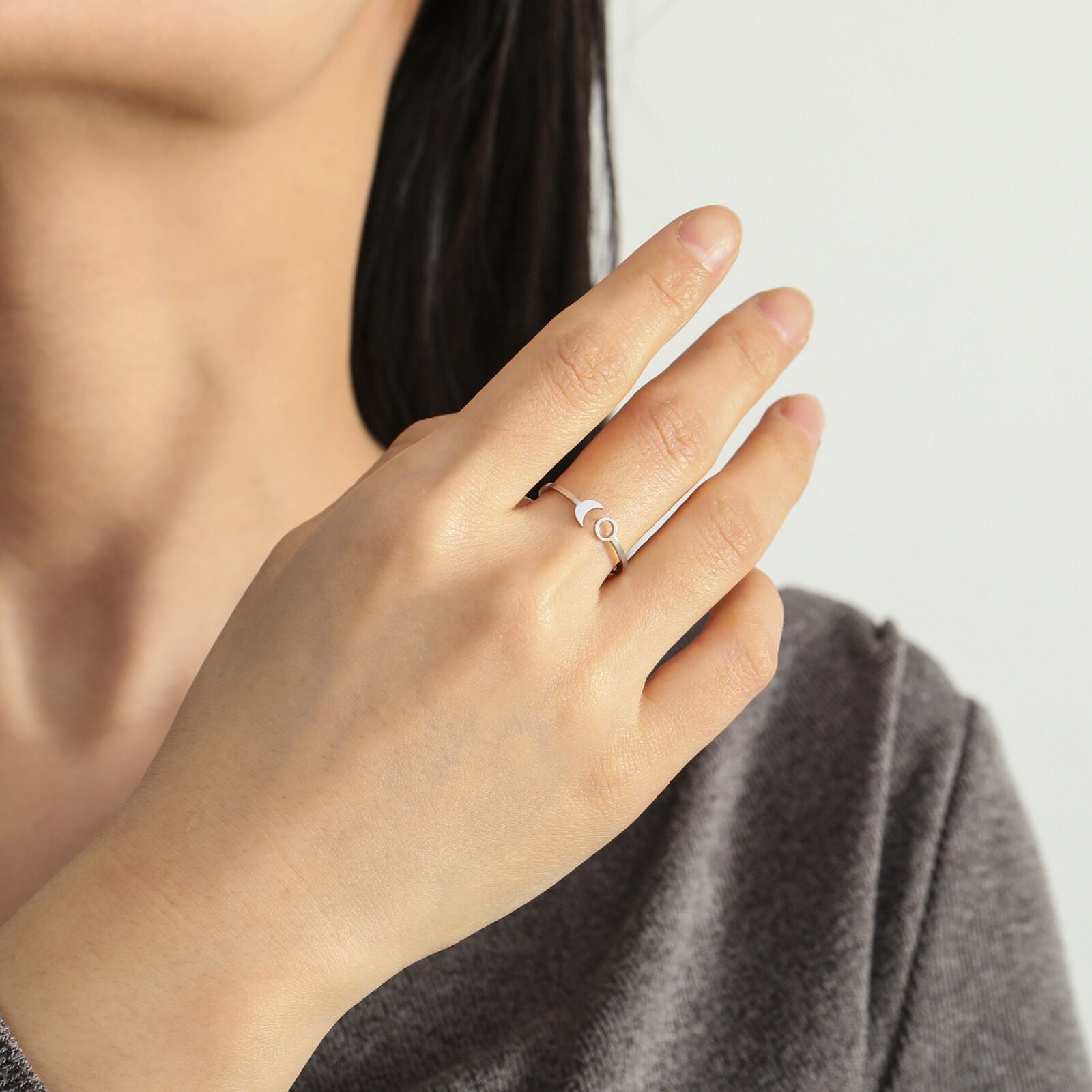 Star And Moon Ring Stainless Steel Adjustable - Image 3