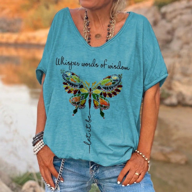 Loose Fashion V-neck Cartoon Digital Printed T-shirt - Image 15