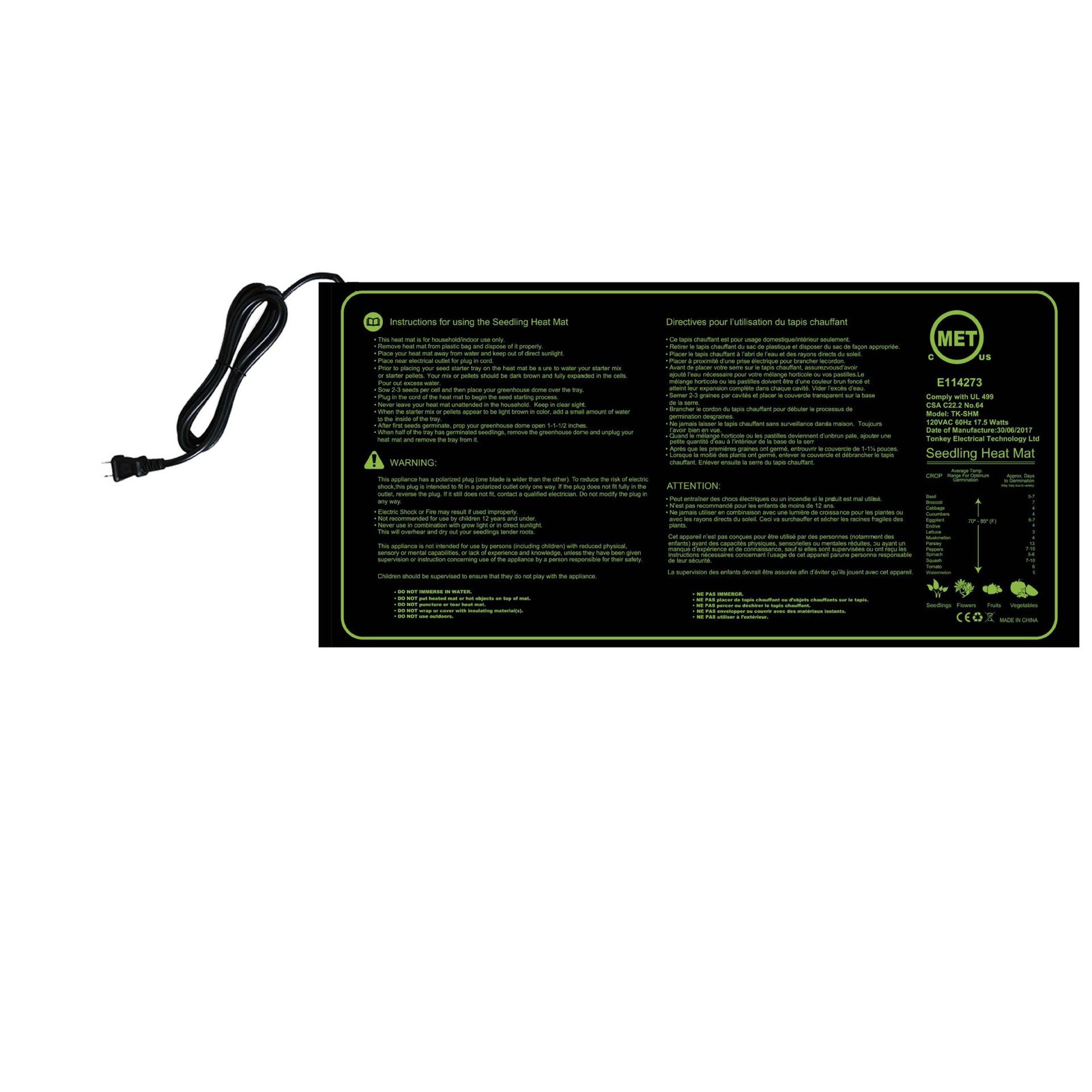 Plant Temperature Regulating Heating Pad Seed Growth Germination Waterproof Heating Pad Seedling Cultivation Seedling Pad - Image 4