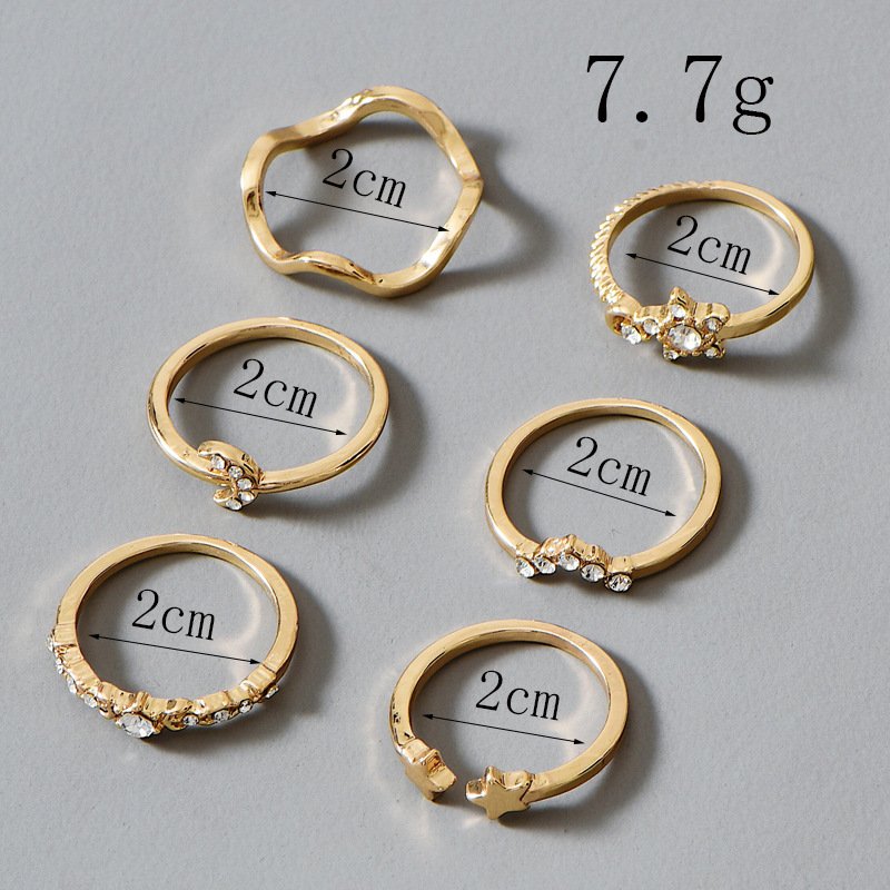 Fashion Moon Star Ring 6-piece Combination, Ladies Street Shooting - Image 3