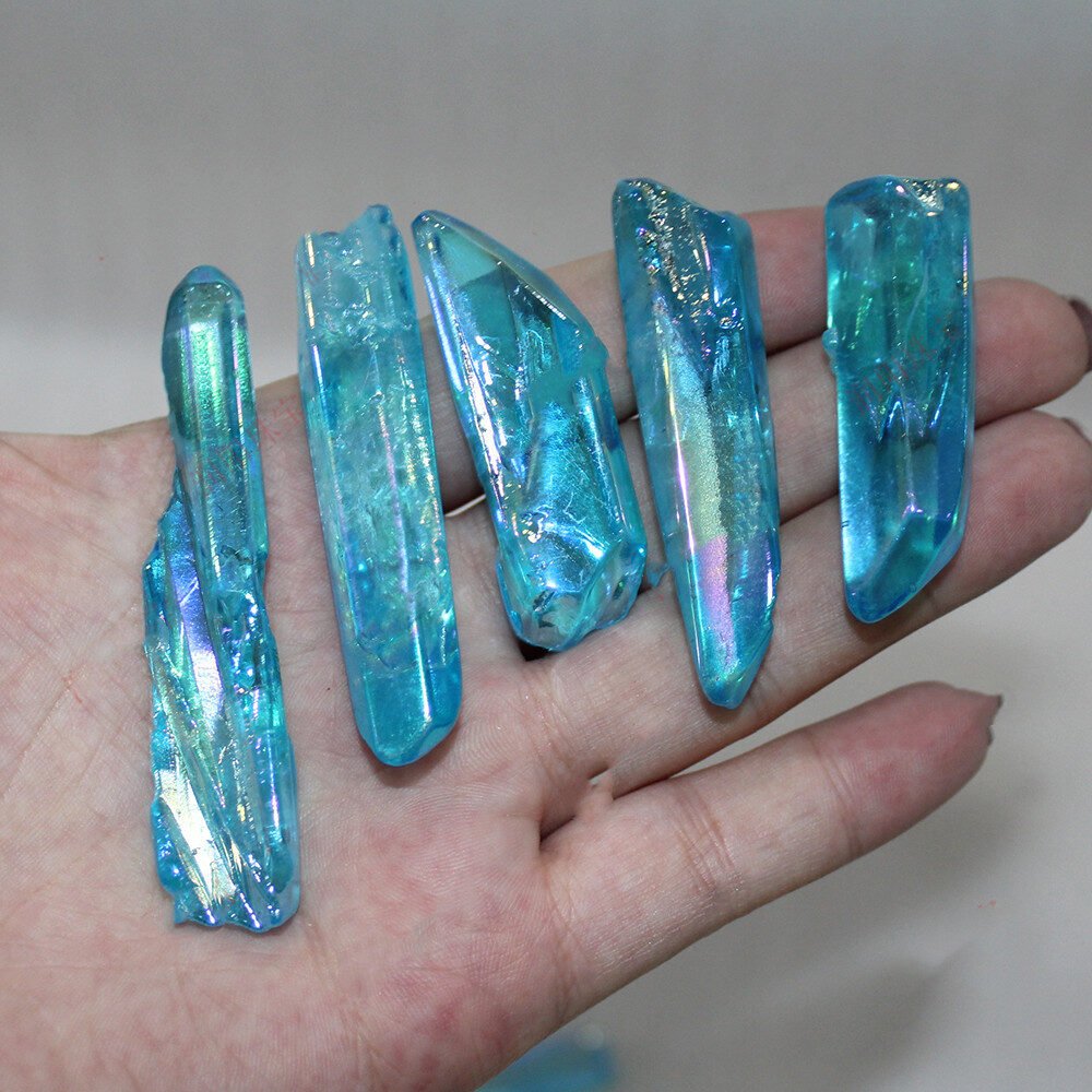 Natural Crystal Plating Blue Crystal Column Ornaments